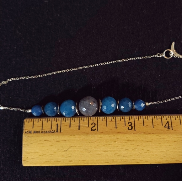 925 Chan Luu Agate Blue Stone and Sterling Disc Necklace Modern Designer - Picture 3 of 12